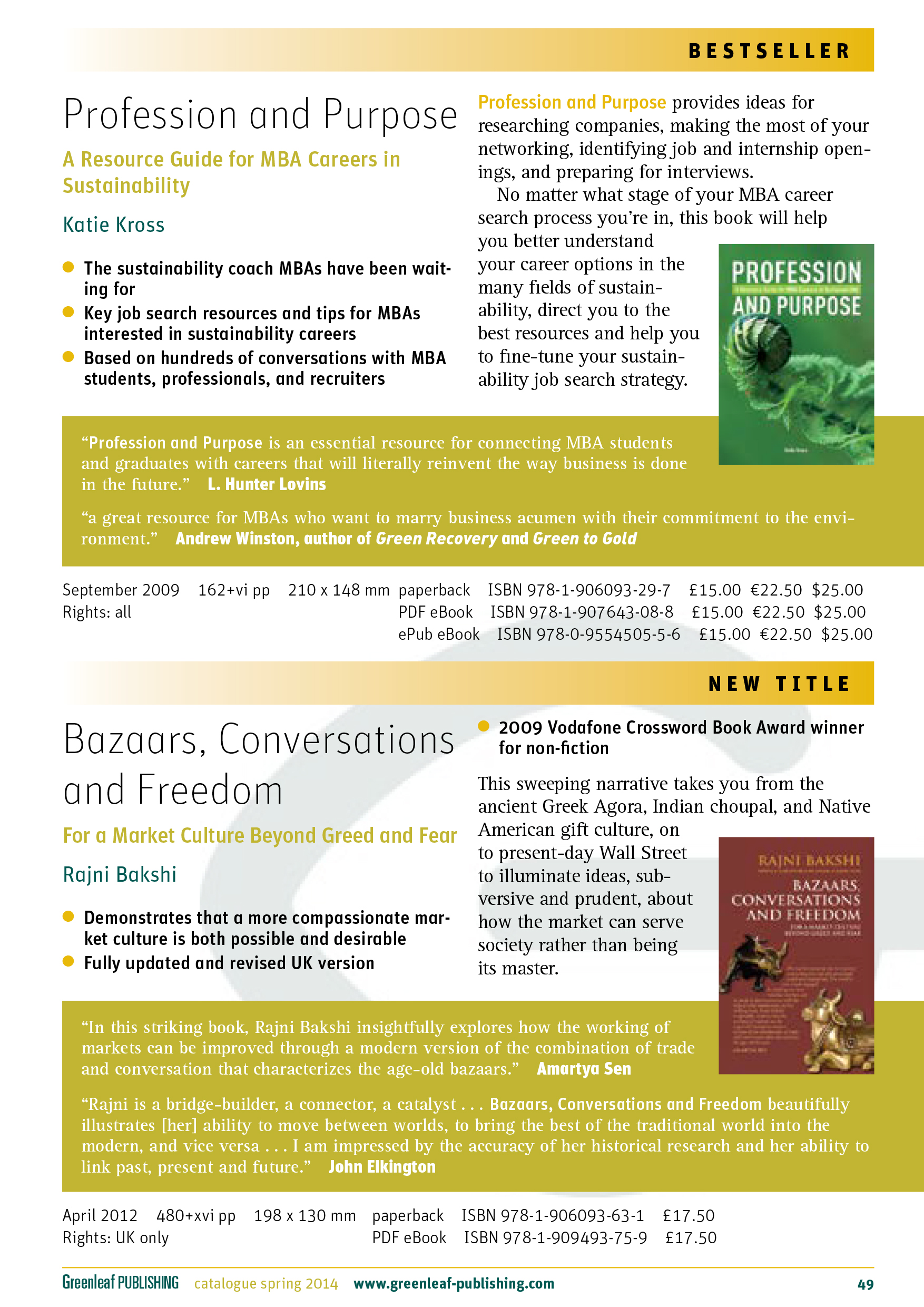 Greenleaf Publishing Spring 2014 catalogue, p. 49